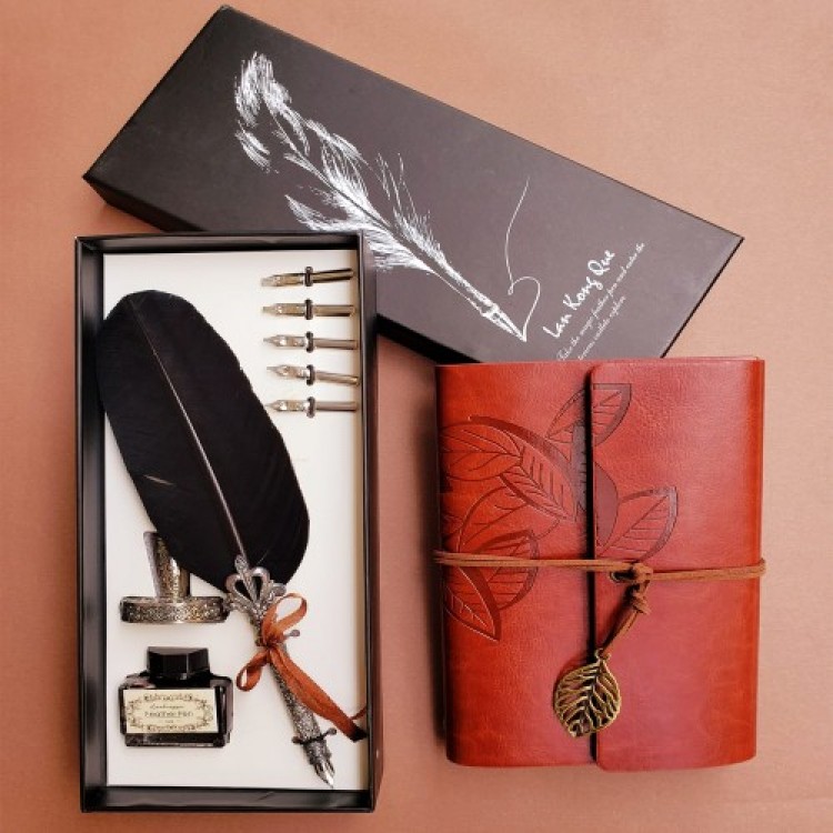 Leather Memory Book and Divit Ink Pen Set