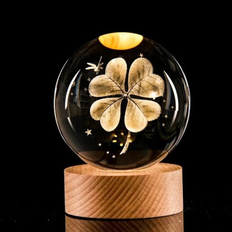 Light-Up Four-Leaf Clover Design Glass Globe Light-Up Four-Leaf Clover Design Glass Globe