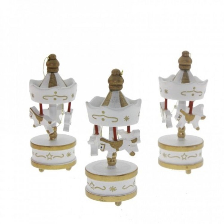 Decorative Set of 6 White Mini Horse Ants