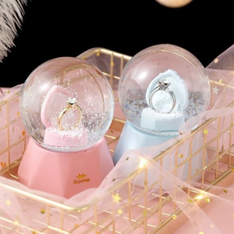 Small Illuminated Snow Globe with Solitaire Ring Theme Small Illuminated Snow Globe with Solitaire Ring Theme