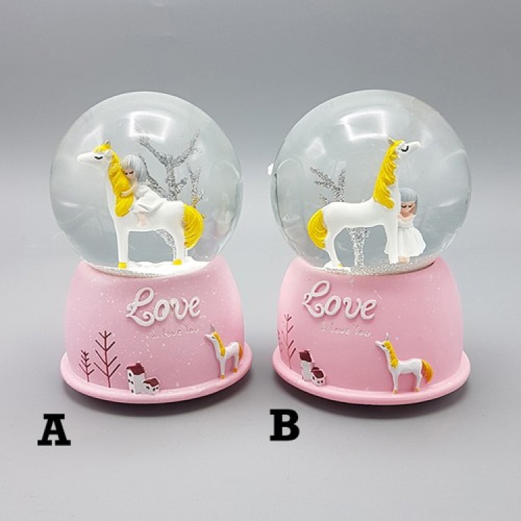 Mini Light-Up Cute Horse Girl Snow Globe