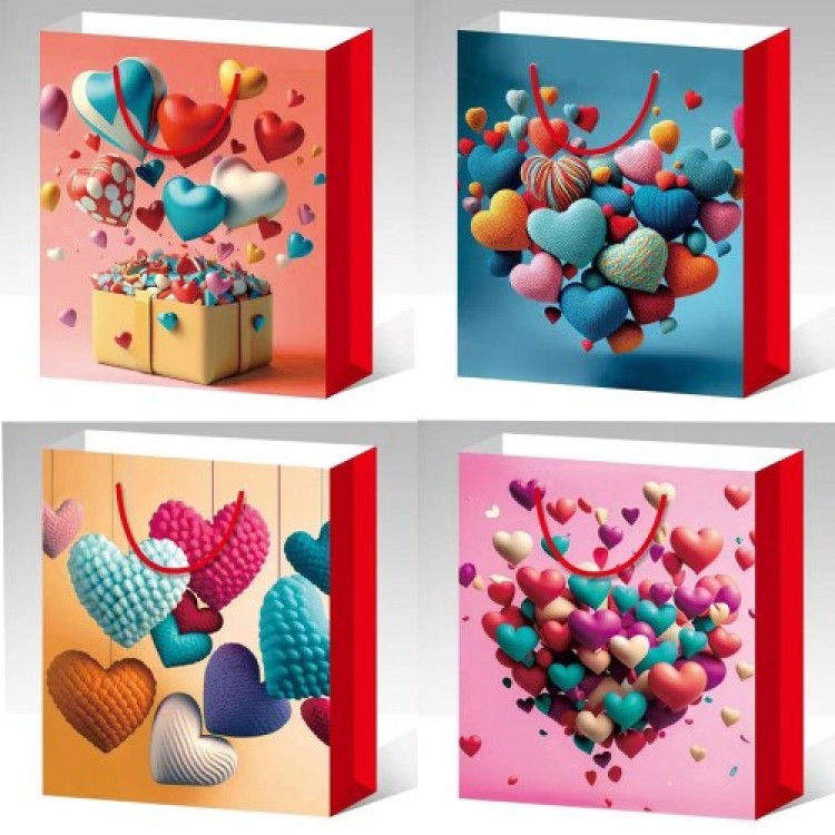 Small Heart-Motif Cardboard Bag