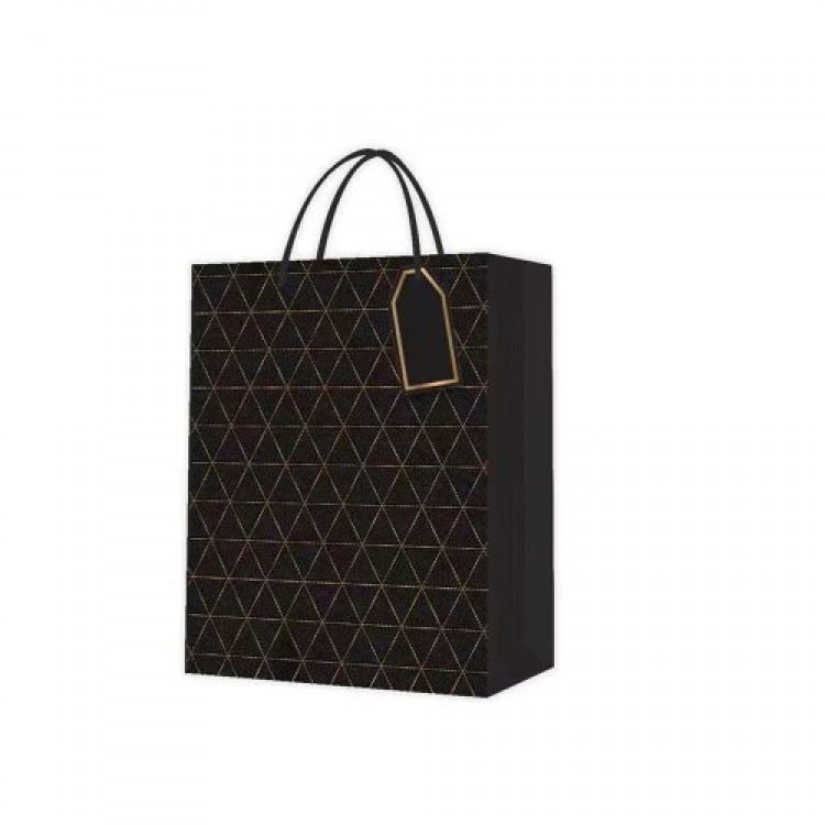 Patterned Black Small Cardboard Bag