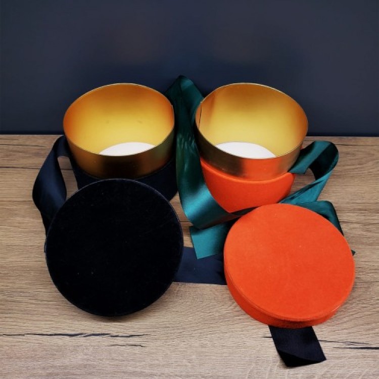 Velvet Cylinder Jewelry Box with Ribbon