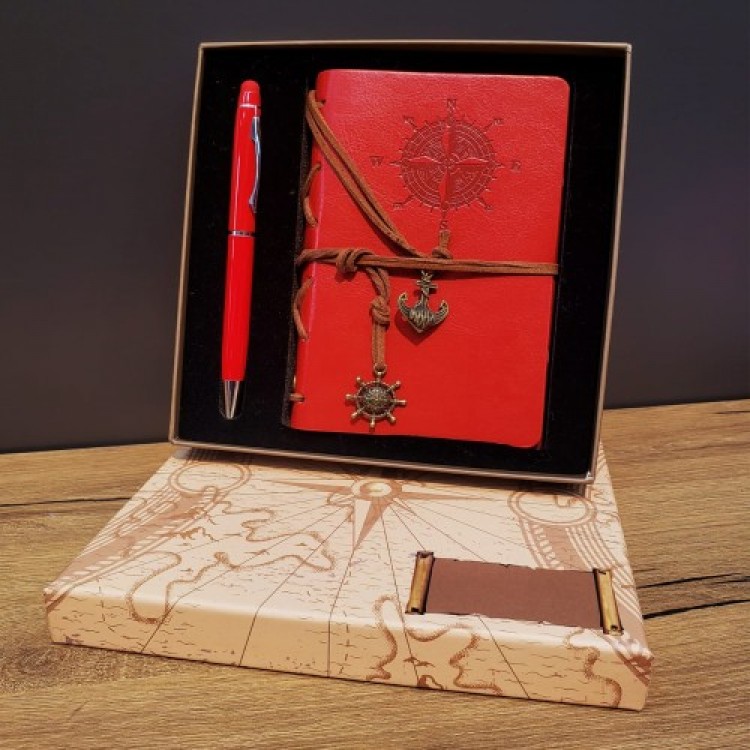 Compass Design Leather Notebook and Touch Pen Compass Design Leather Notebook and Touch Pen