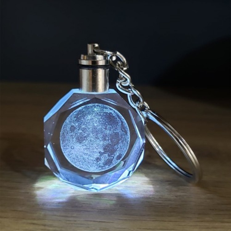Gift-Wrapped Full Moon Design Light-Up Keychain Gift-Wrapped Full Moon Design Light-Up Keychain