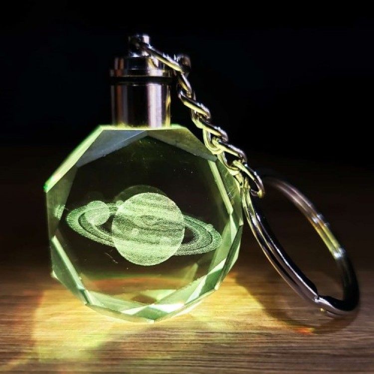 Saturn Planet Design Light-Up Keychain
