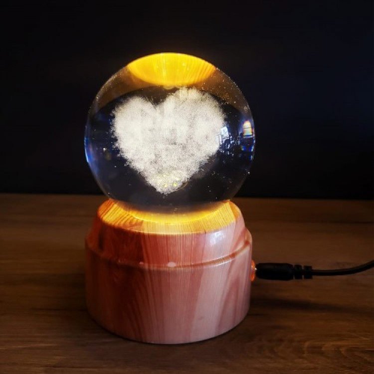 Decorative USB Heart Design Rotating Glass Globe Gift