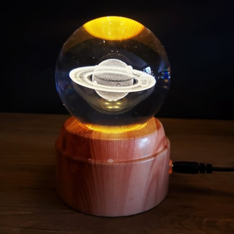 Decorative Saturn Planet Design Rotating Glass Globe