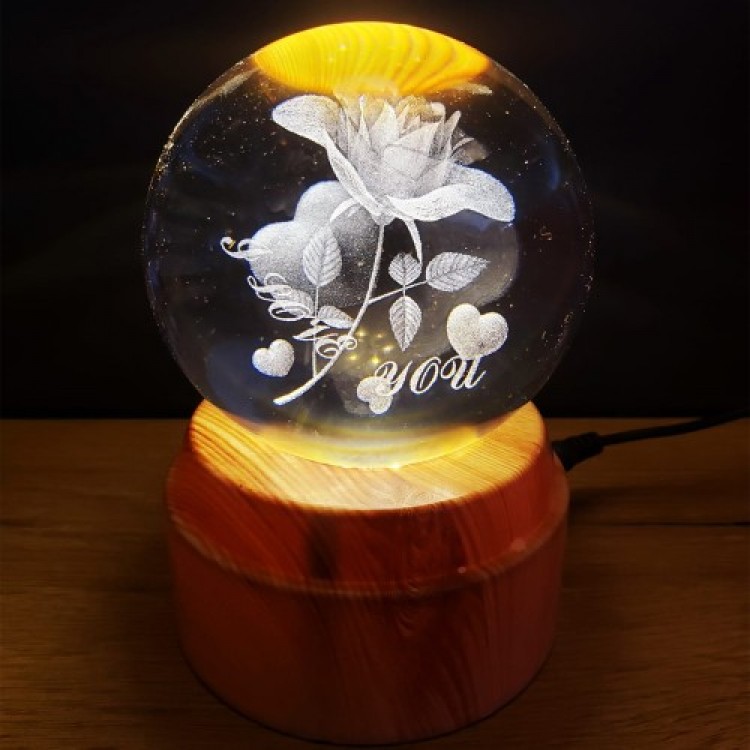 Decorative USB I Love You Rotating Glass Globe