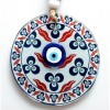 Fusion Glass Wall Ornament with Three Drop Patterned Evil Eye Beads