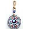 Fusion Glass Wall Ornament with Three Drop Patterned Evil Eye Beads