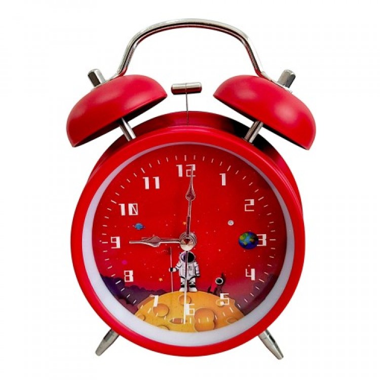 Astronaut-Designed Metal Red Desk Alarm Clock