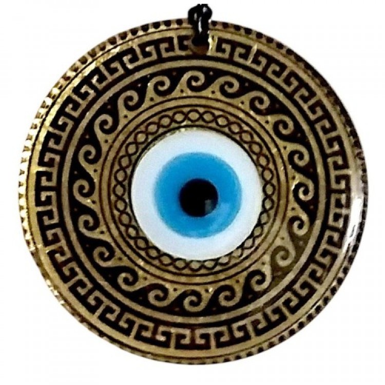Gold-Leafed Evil Eye Bead Fusion Glass Handcrafted 12 cm Wall Decoration Evil Eye Gift Item Gold-Leafed Evil Eye Bead Fusion Glass Handcrafted 12 cm Wall Decoration Evil Eye Gift Item