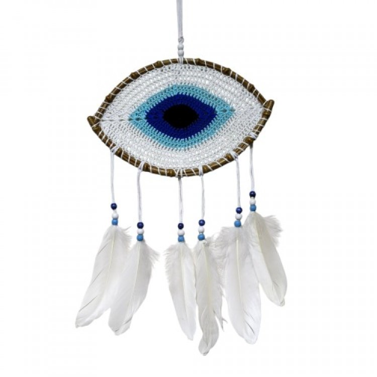 Handmade Wall Decoration with White Patterned Eye Design