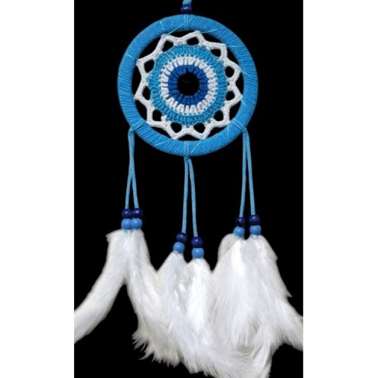 12 cm Turquoise Feathered Wall Decoration