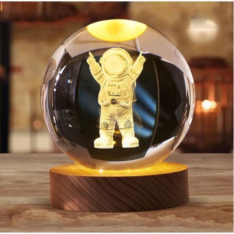 Decorative Astronaut Design Wooden Base Lighted Glass Globe Glass: 6cm Wood: 2cm Decorative Astronaut Design Wooden Base Lighted Glass Globe Glass: 6cm Wood: 2cm