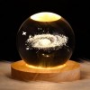 Decorative Milky Way Design Wooden Base Lighted Glass Globe Glass: 6cm Wood: 2cm