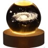 Decorative Milky Way Design Wooden Base Lighted Glass Globe Glass: 6cm Wood: 2cm