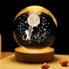 Decorative Staircase Astronaut Design Wooden Base Illuminated Glass Sphere Large Size Glass: 8cm Wood: 2cm