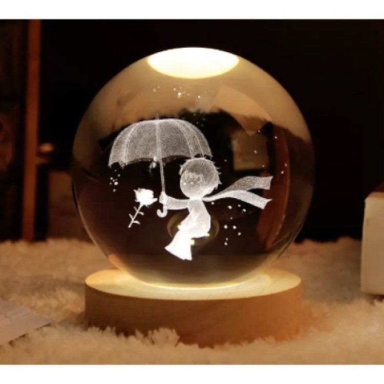 Decorative Little Prince Design Wooden Base Lighted Glass Globe LARGE SIZE Glass: 8cm Wood: 2cm Decorative Little Prince Design Wooden Base Lighted Glass Globe LARGE SIZE Glass: 8cm Wood: 2cm
