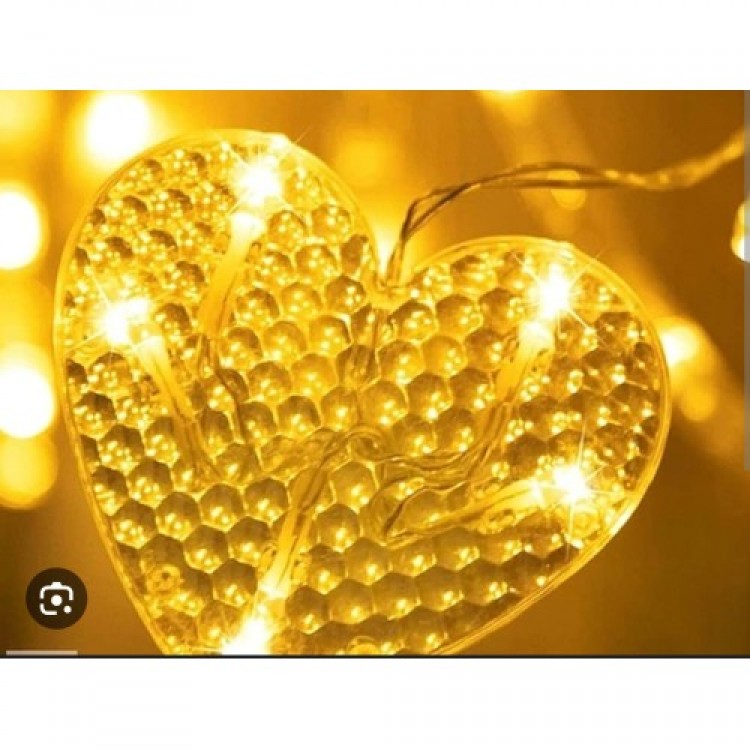 Heart Curtain LED 3m 6 Rows 12 Pieces Heart LED Lights Daylight