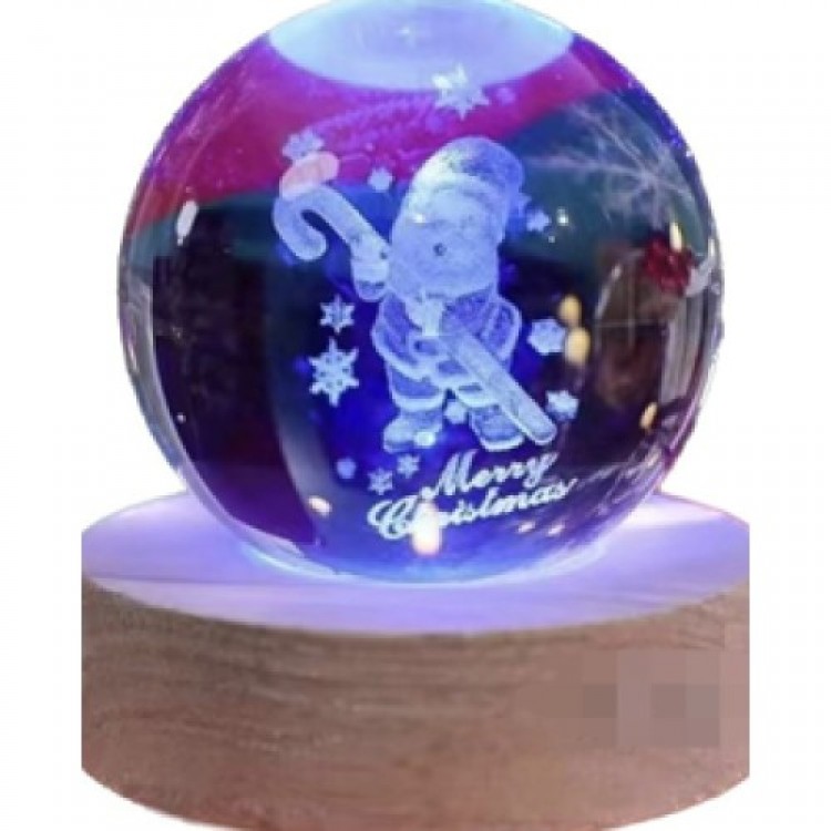 Decorative Christmas Design Wooden Base Lighted Glass Globe Large Size 8cm Decorative Christmas Design Wooden Base Lighted Glass Globe Large Size 8cm