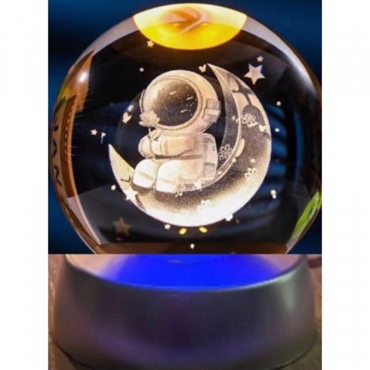 Decorative Glass Globe with Plastic Base Featuring Astronaut Design on the Moon Decorative Glass Globe with Plastic Base Featuring Astronaut Design on the Moon