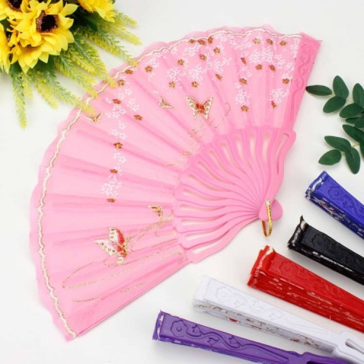 Plastic Fabric Fan 12-Piece Assorted