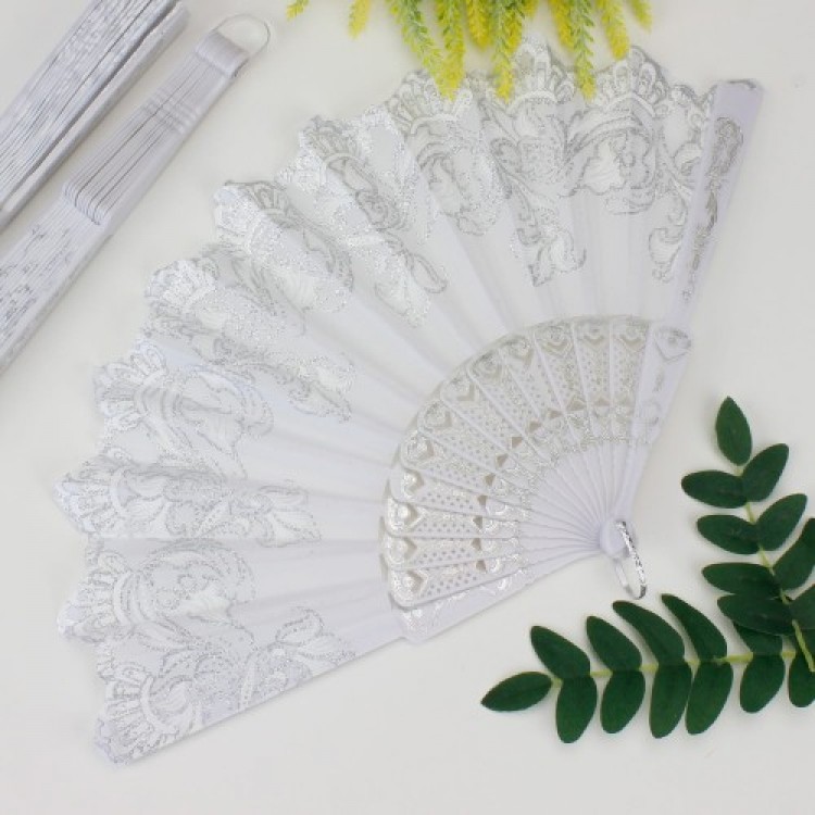 Plastic Fabric Fan, 12-Pack, White