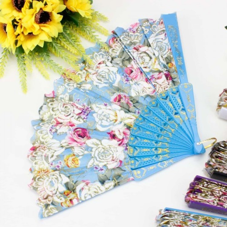 Plastic Fabric Fan 12-Piece Assorted