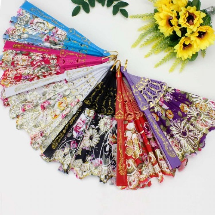 Plastic Fabric Fan 12-Piece Assorted