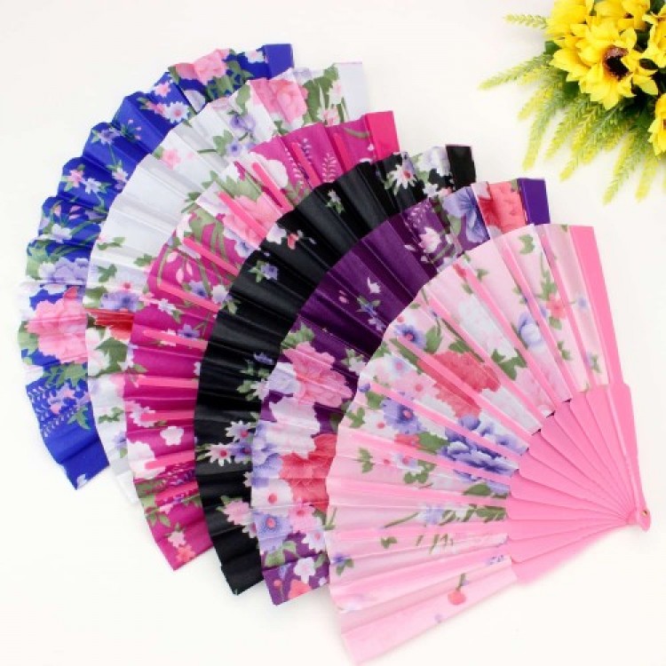Plastic Fabric Fan 12-Piece Assorted