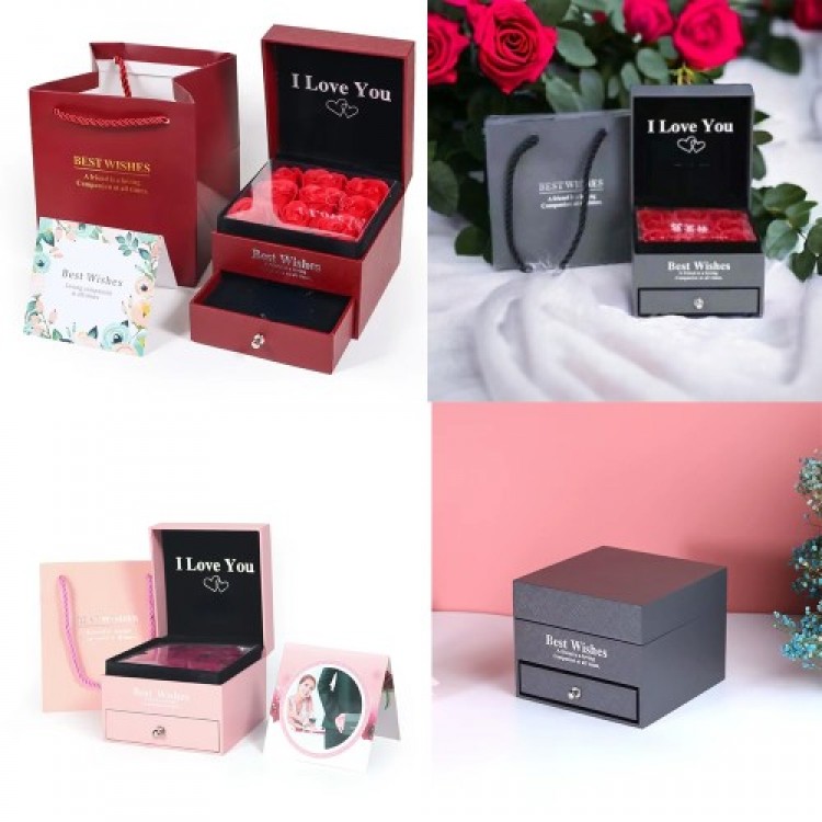 Drawer-Style Jewelry Box with Roses Drawer-Style Jewelry Box with Roses