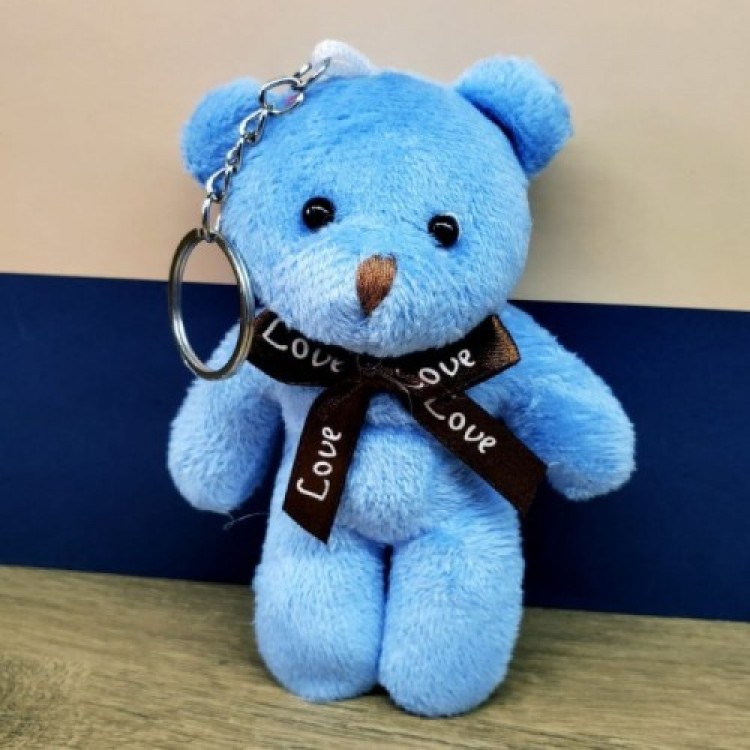 Blue Plush Bear Keychain