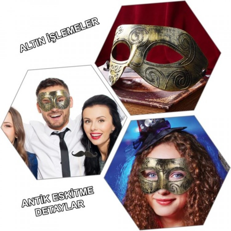 Gold-Plated Face Mask - Antique Style Ball Mask Gold-Plated Face Mask - Antique Style Ball Mask
