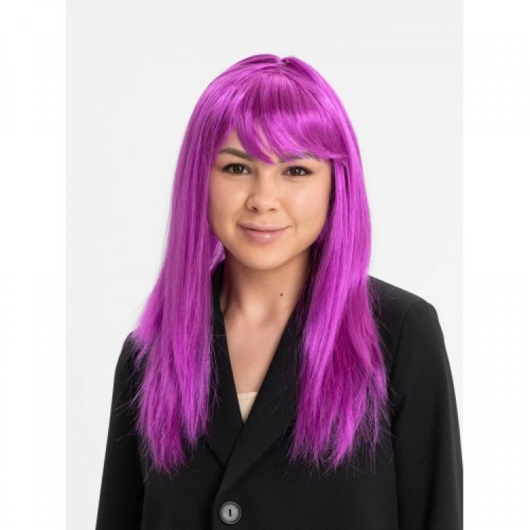 Fuchsia Color Straight Cut Long Party Wig Hairpiece