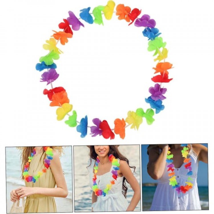 Hawaiian Flower Necklace - Colorful Tropical Party Lei Hawaiian Flower Necklace - Colorful Tropical Party Lei
