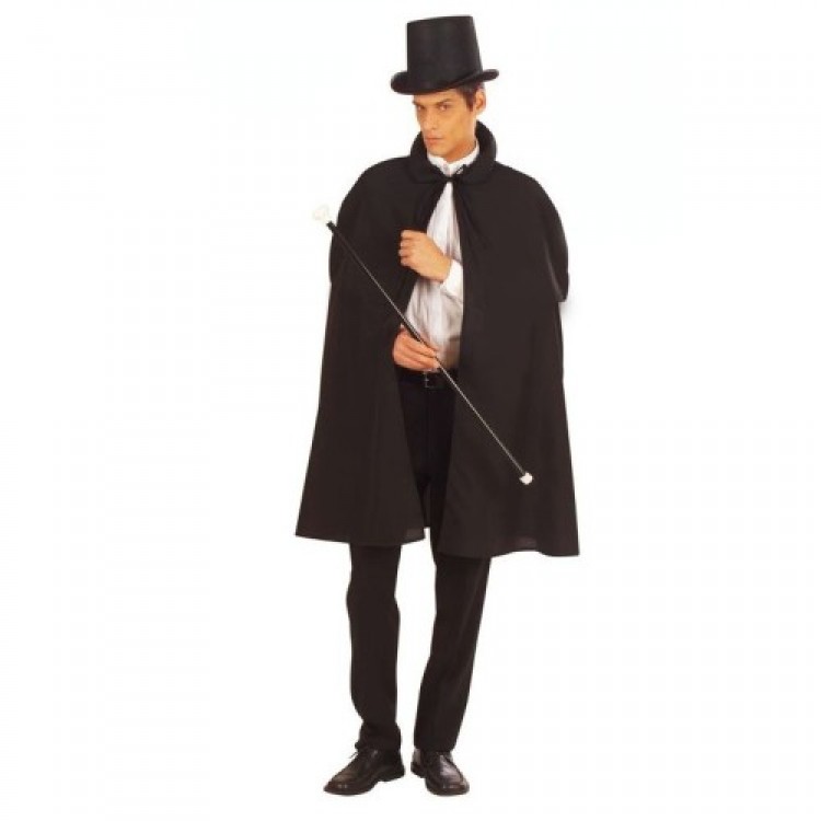 Black Magician's Cloak 120 cm and Magician's Hat 12 cm Adult Size Black Magician's Cloak 120 cm and Magician's Hat 12 cm Adult Size