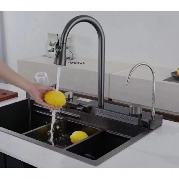Smart Waterfall Kitchen Sink with Digital LED Display Set