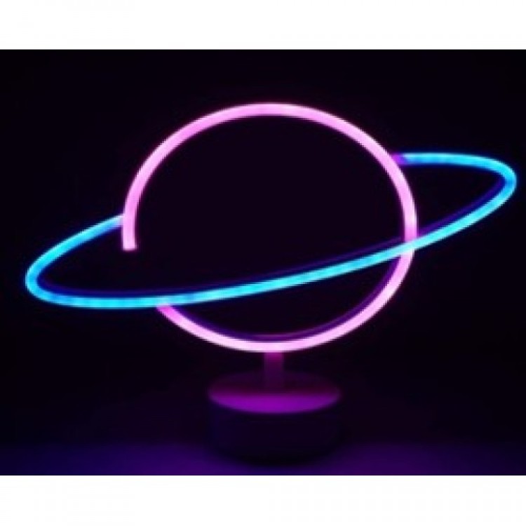 Neon-Lit Saturn Lamp with Battery + USB Neon-Lit Saturn Lamp with Battery + USB