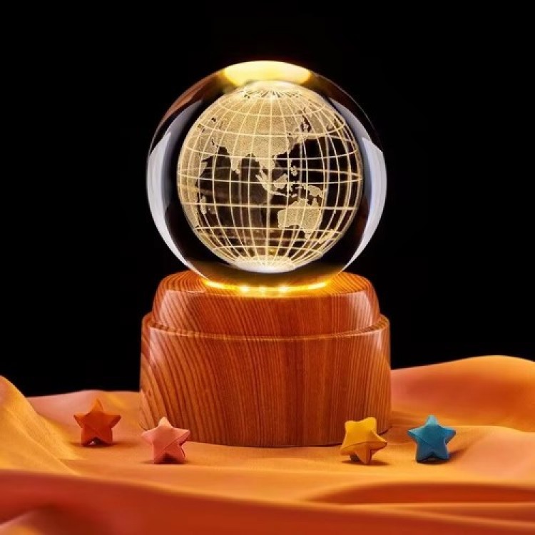 Earth-Designed Rotating Glass Globe with USB Earth-Designed Rotating Glass Globe with USB
