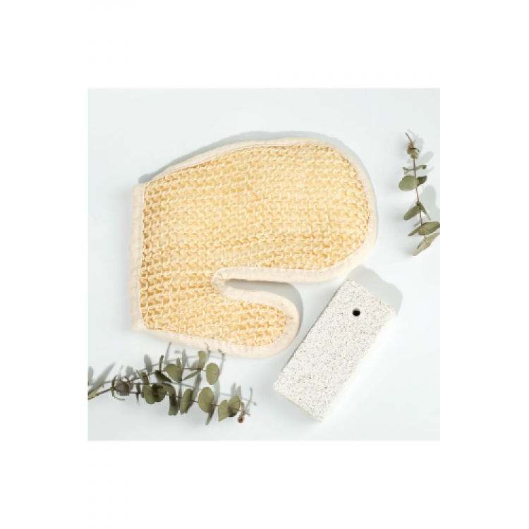 Bath Sponge Bag Sisal Glove Exfoliating and Heel Pumice Stone