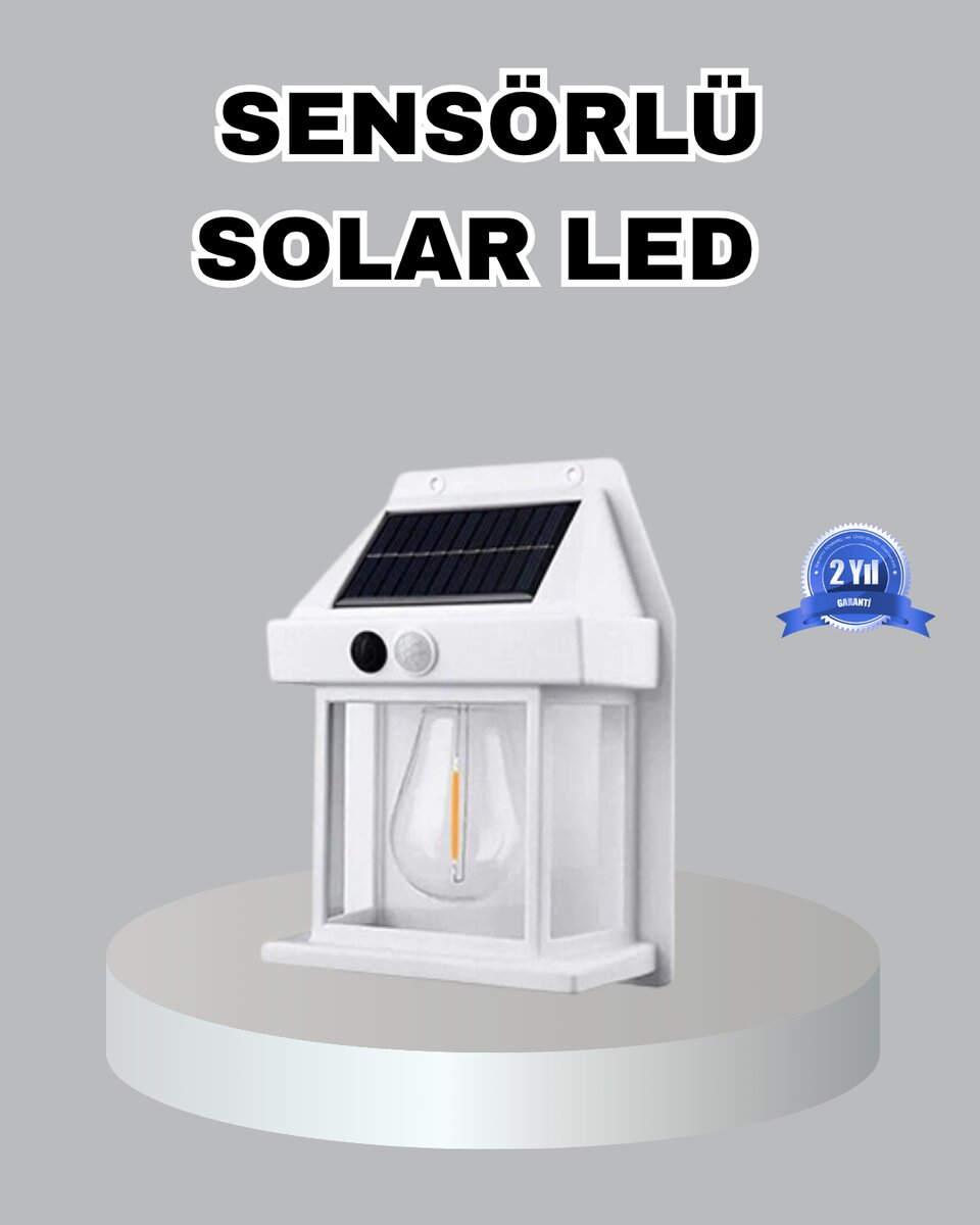 Üç Modlu Güneş Enerjili Duvar Lambası 1800mAh Bataryalı ve Hareket Sensörlü