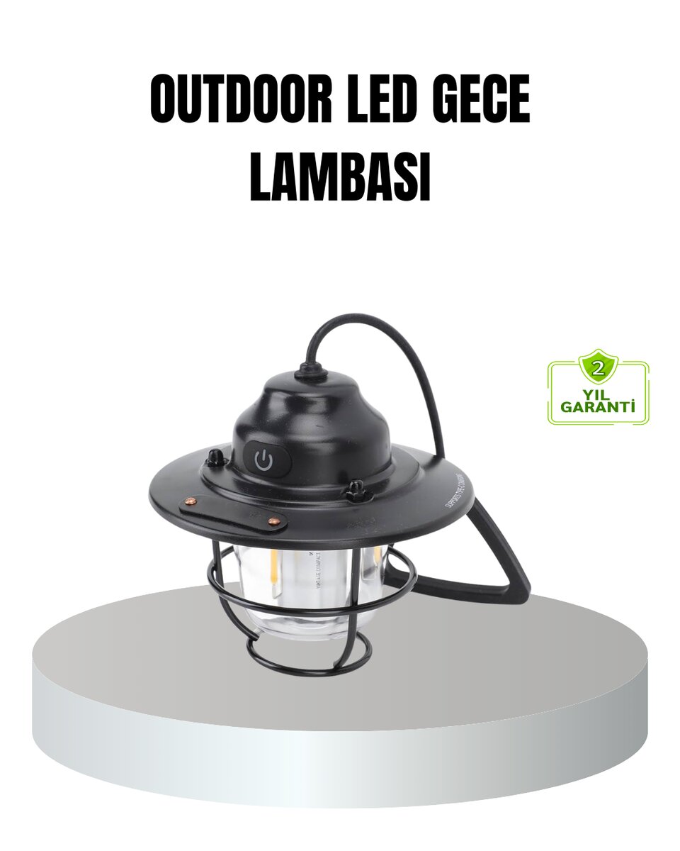 Retro Kamp Lambası Su Geçirmez Taşınabilir Gece Işığı Uzun Pil Ömürlü