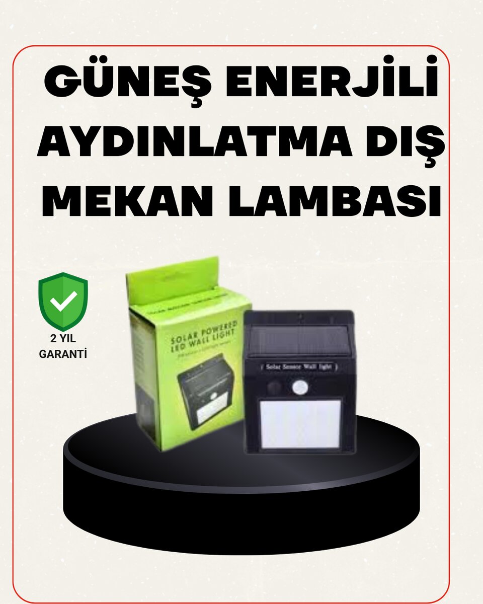 Bahçe ve Veranda İçin Güneş Paneli ile Otomatik Şarj Olan LED Duvar Lambası