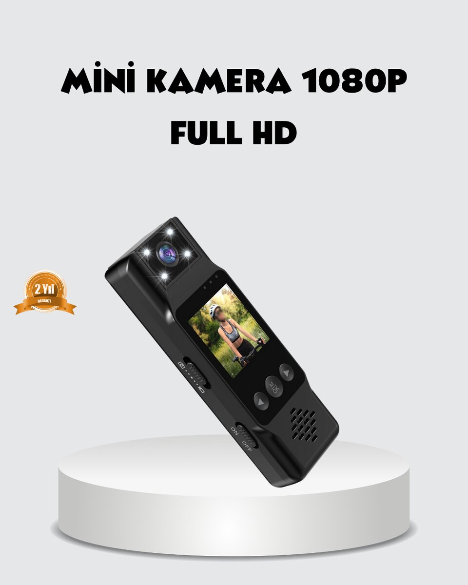 180 Derece Dönebilen Mini Kamera Full HD TFT Ekran Hareket Sensörlü